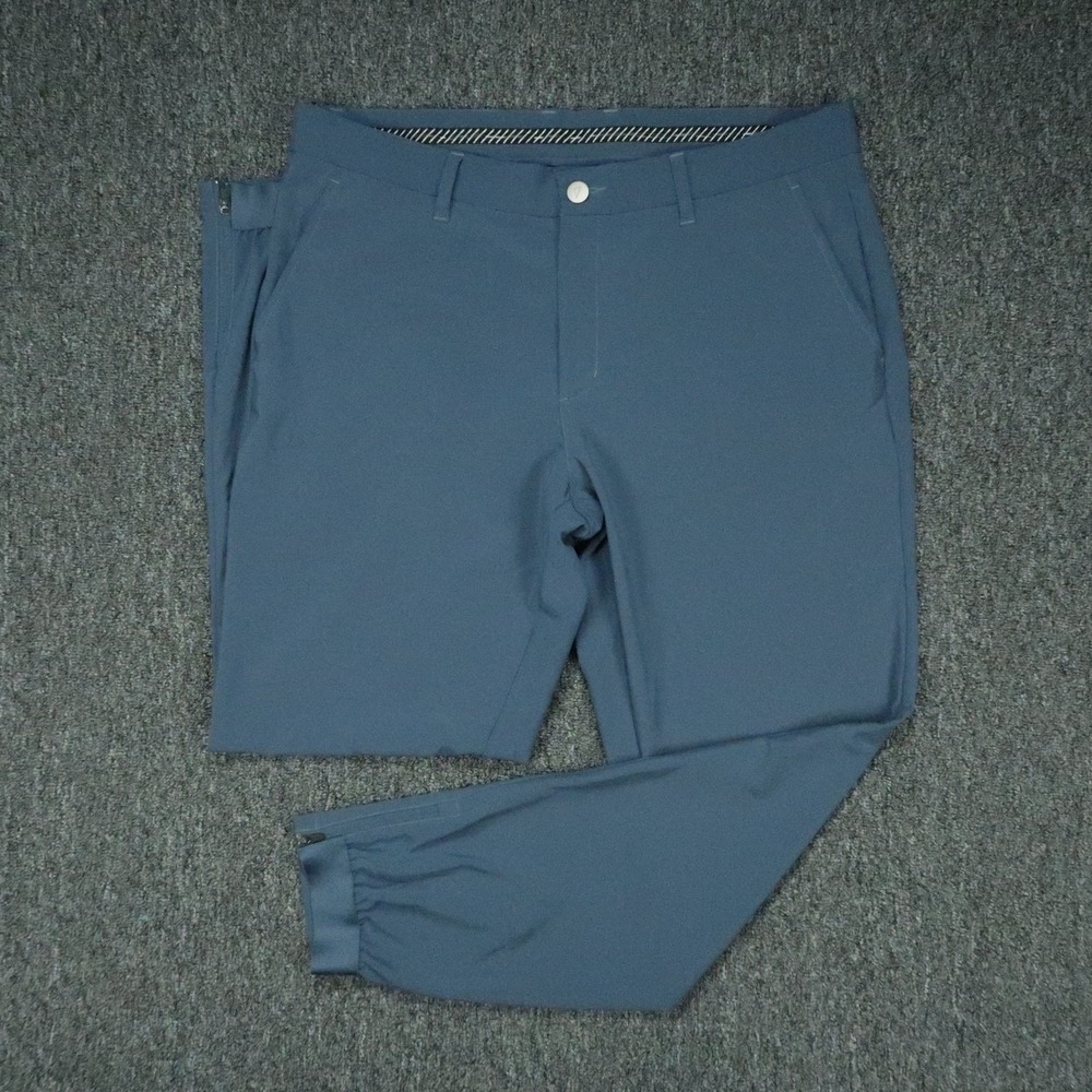 Primo Pants Mens 36x29 Blue Tapered Stretch Golf Trouser Zip Ankle